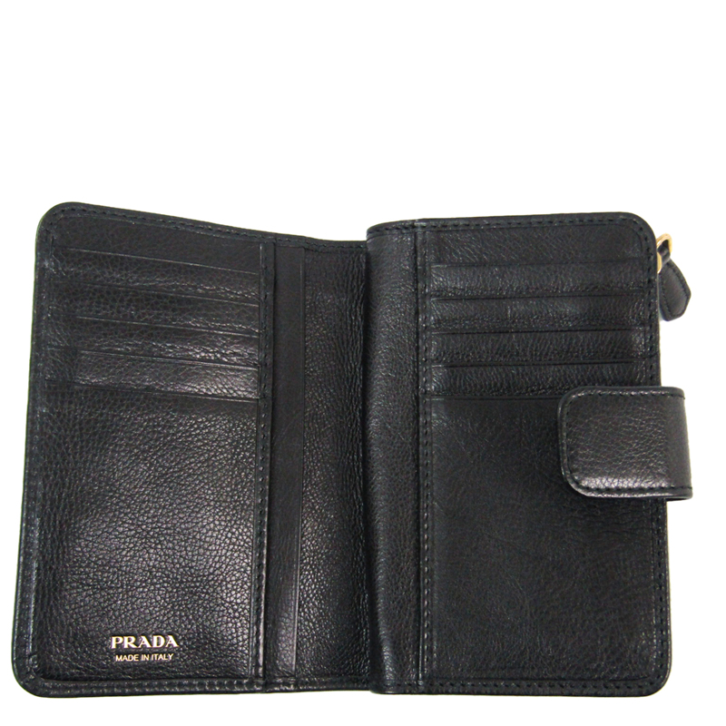 

Prada Black Leather Bow Wallet, Brown