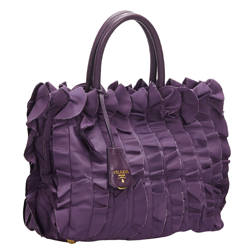 

Prada Purple Gathered Nylon Tote Bag