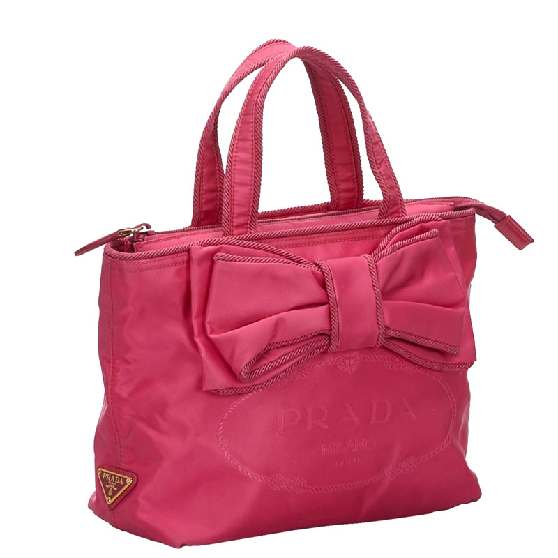 

Prada Pink Nylon Canapa Bow Satchel