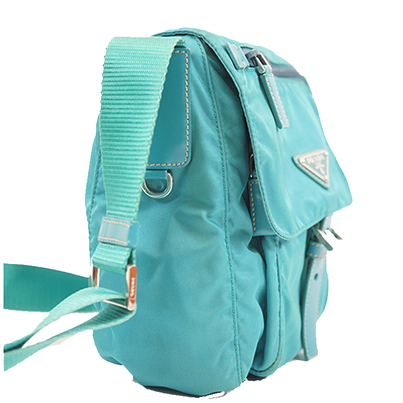 

Prada Turquoise Tessuto/Nylon Canvas Shoulder Bag, Blue