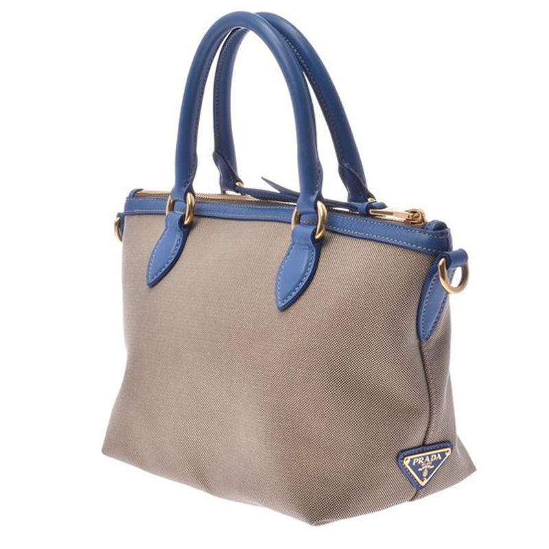 

Prada Beige/Blue Canvas Leather Shoulder Bag