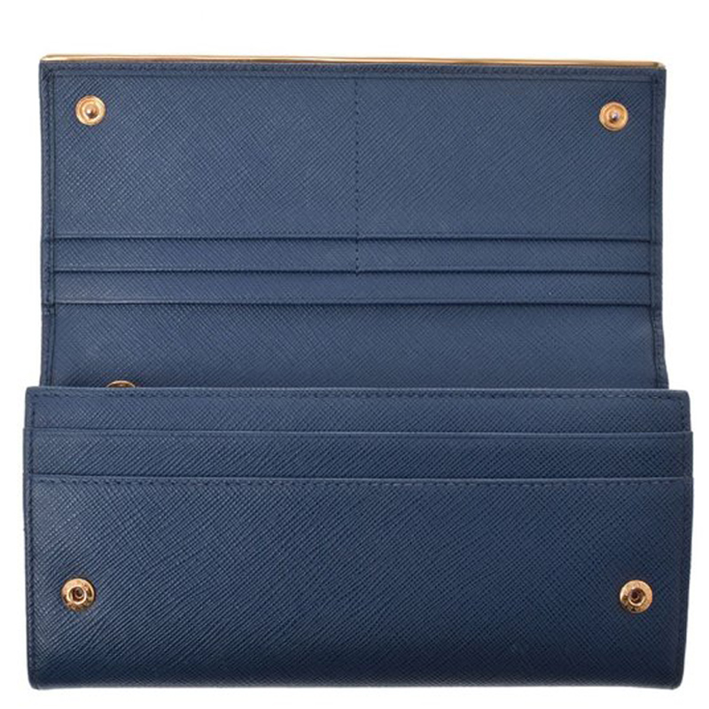 

Prada Blue Saffiano Leather Zipper Long Wallet