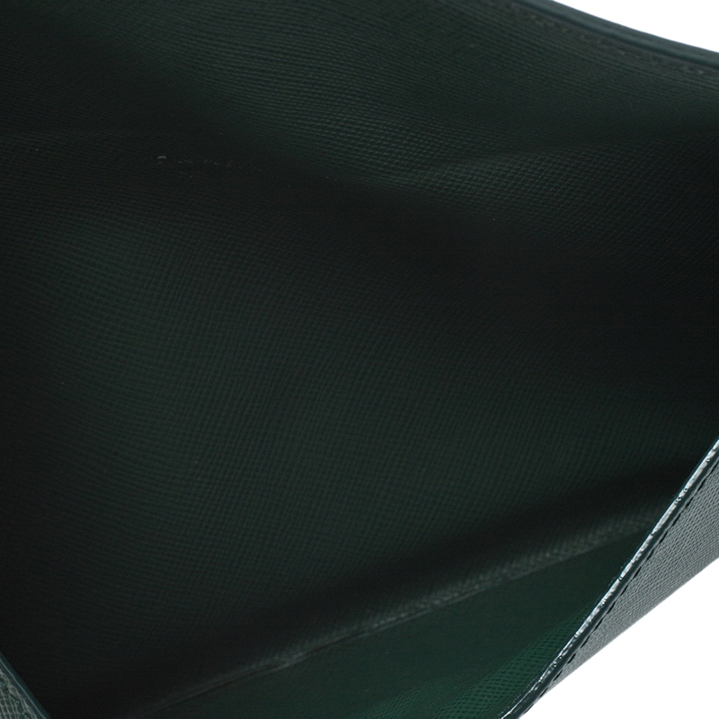 

Prada Green Saffiano Lux Leather Envelope Wallet