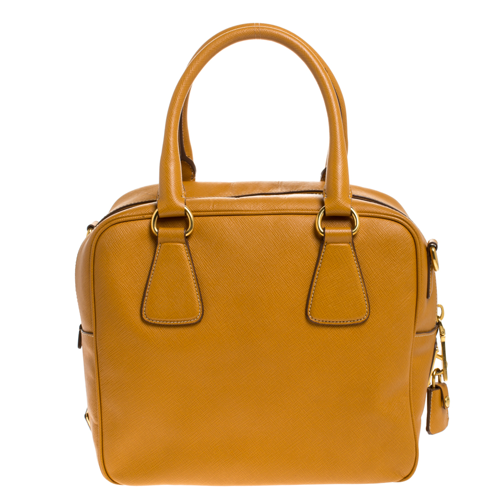 Prada Ocra Yellow Saffiano Leather Bauletto Bag Prada | TLC