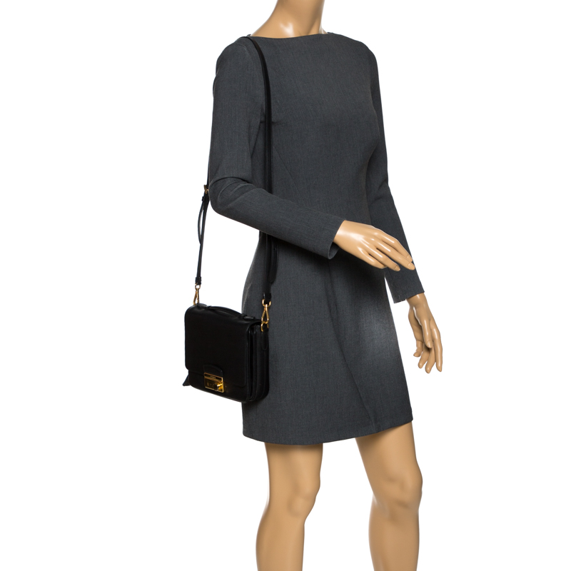 

Prada Black Saffiano Leather  Sound Crossbody Bag