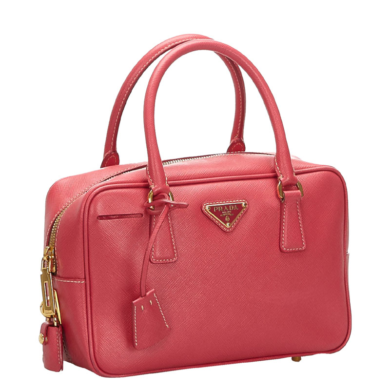 

Prada Pink Saffiano Leather Bauletto Satchel