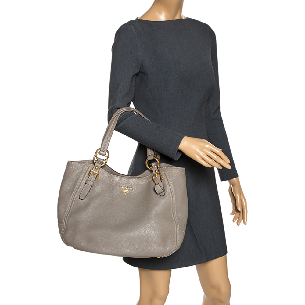 

Prada Grey Leather Shoulder Bag