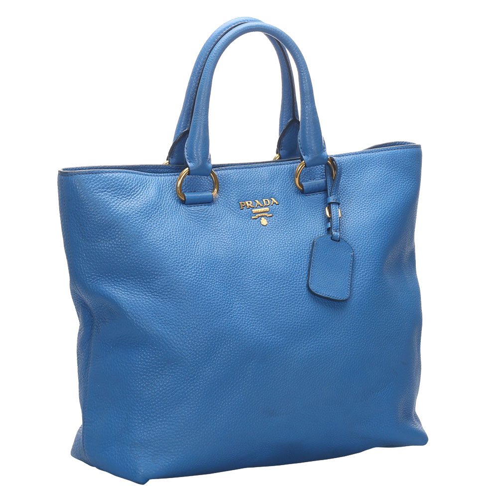 

Prada Blue Leather Vitello Daino Satchel
