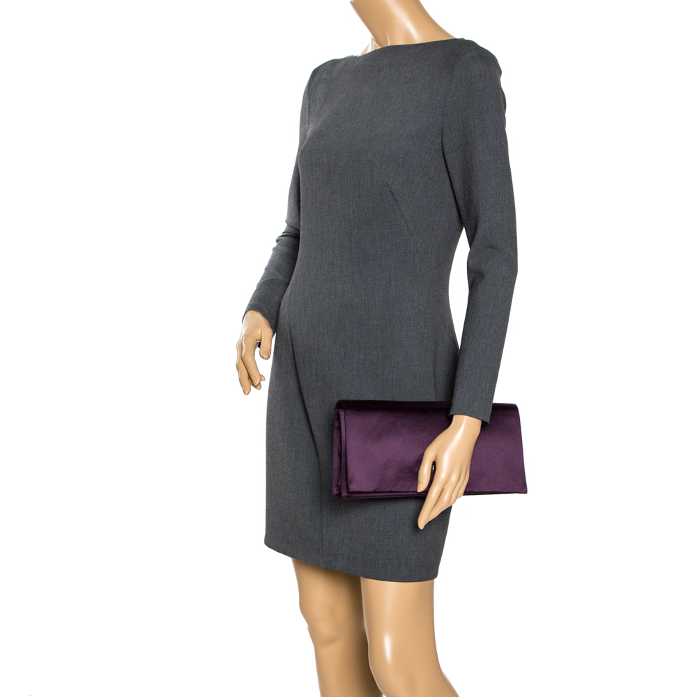

Prada Purple Raso Satin Flap Clutch