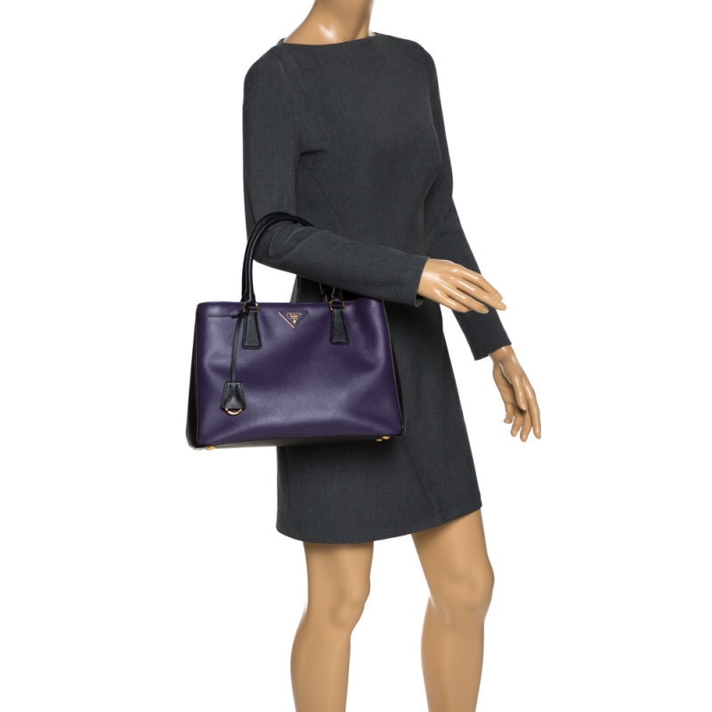 

Prada Purple/Black Saffiano Lux Leather Medium Galleria Tote
