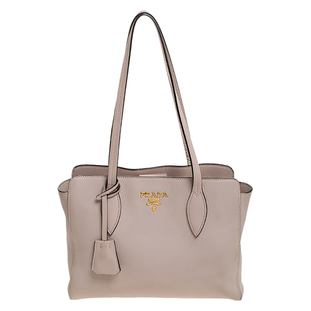 Pre Owned Prada Beige Vitello Leather Tote