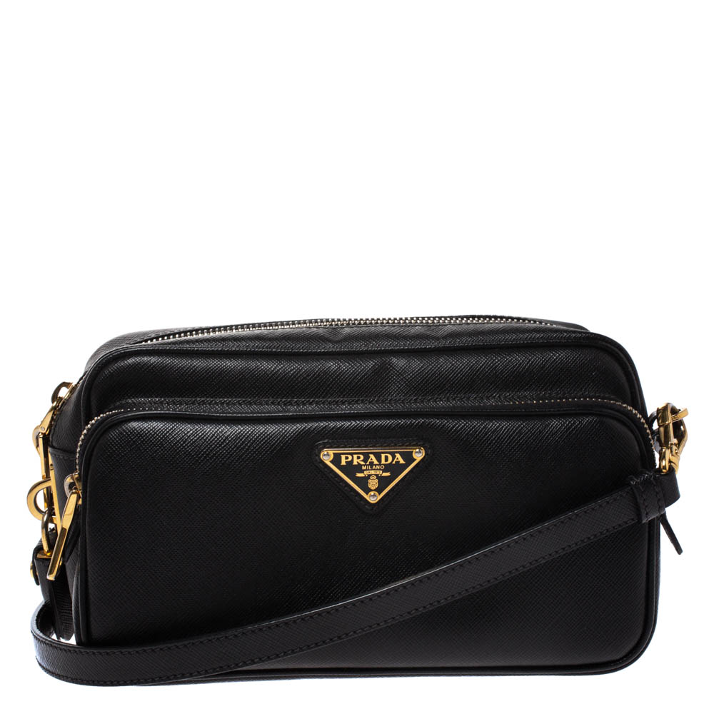 Prada Black Leather Double Zip Camera Bag Prada | The Luxury Closet