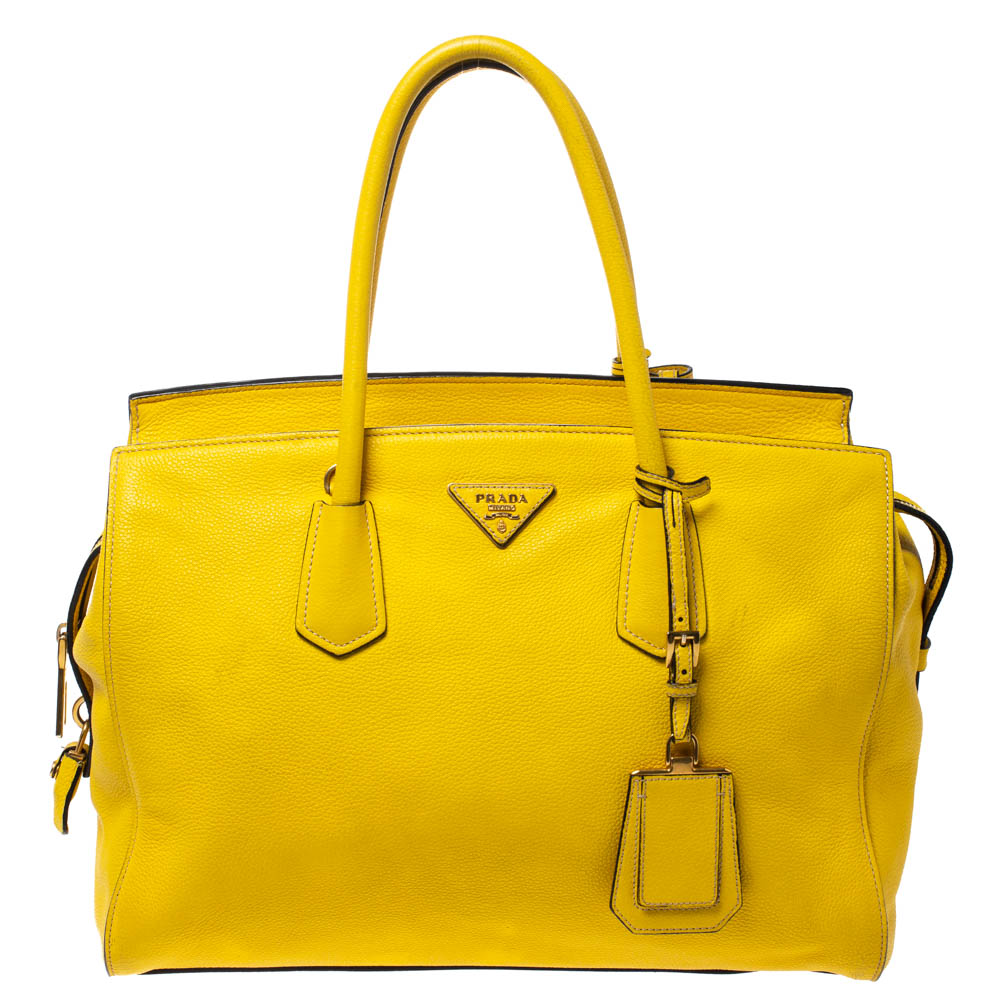 Prada Yellow Grained Leather Tote Prada | The Luxury Closet