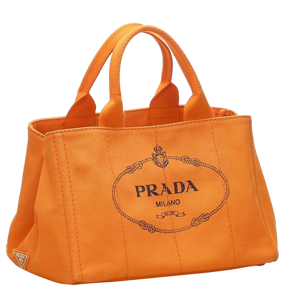 

Prada Orange Canvas Canapa Satchel