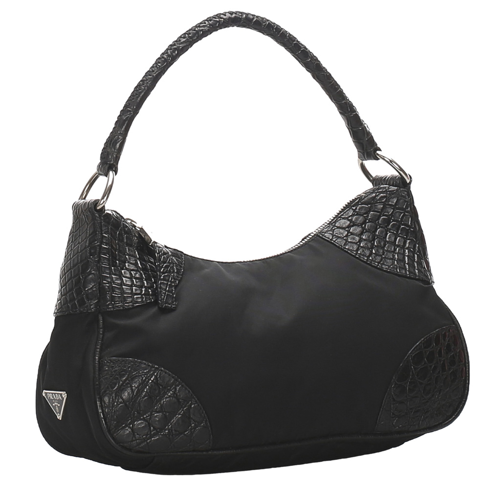 

Prada Black Nylon And Leather Trimmed Shoulder Bag