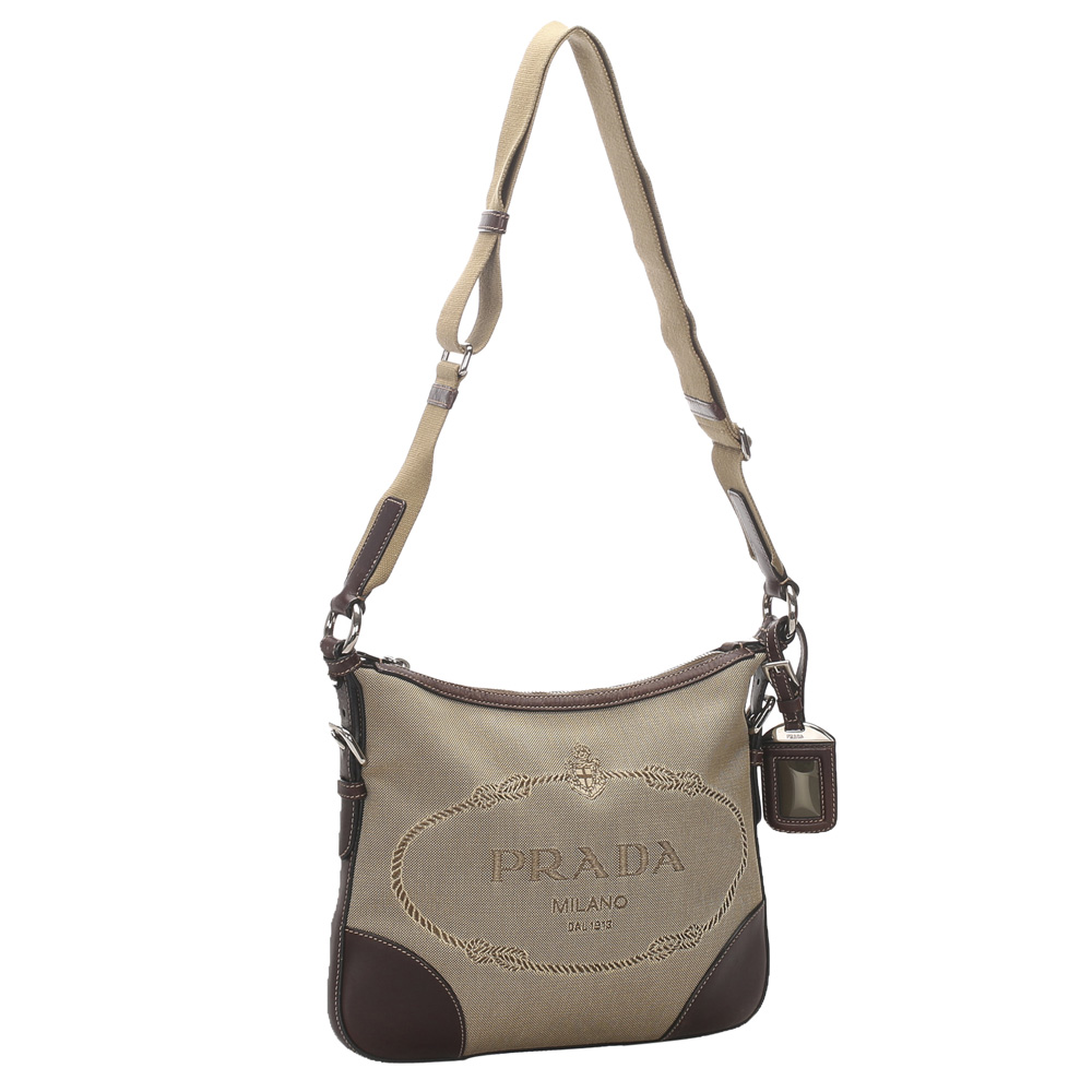 

Prada Brown/Light Brown Canapa Canvas Crossbody Bag