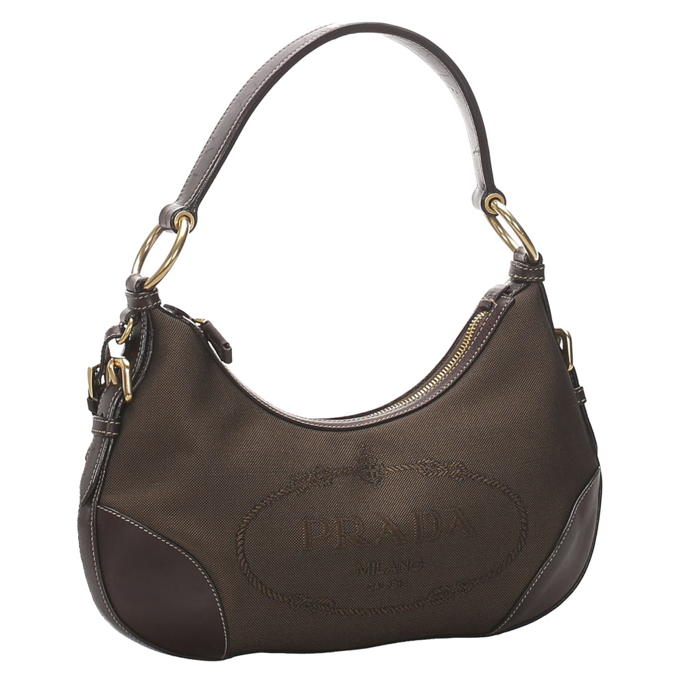 

Prada Brown/Dark Brown Canapa Canvas Baguette Bag