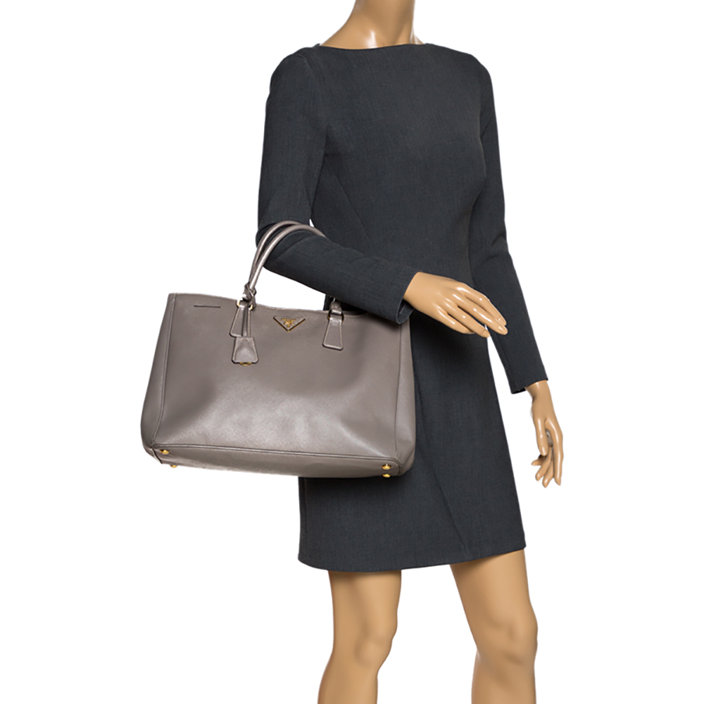 

Prada Grey Saffiano Lux Leather Large Gardener's Tote