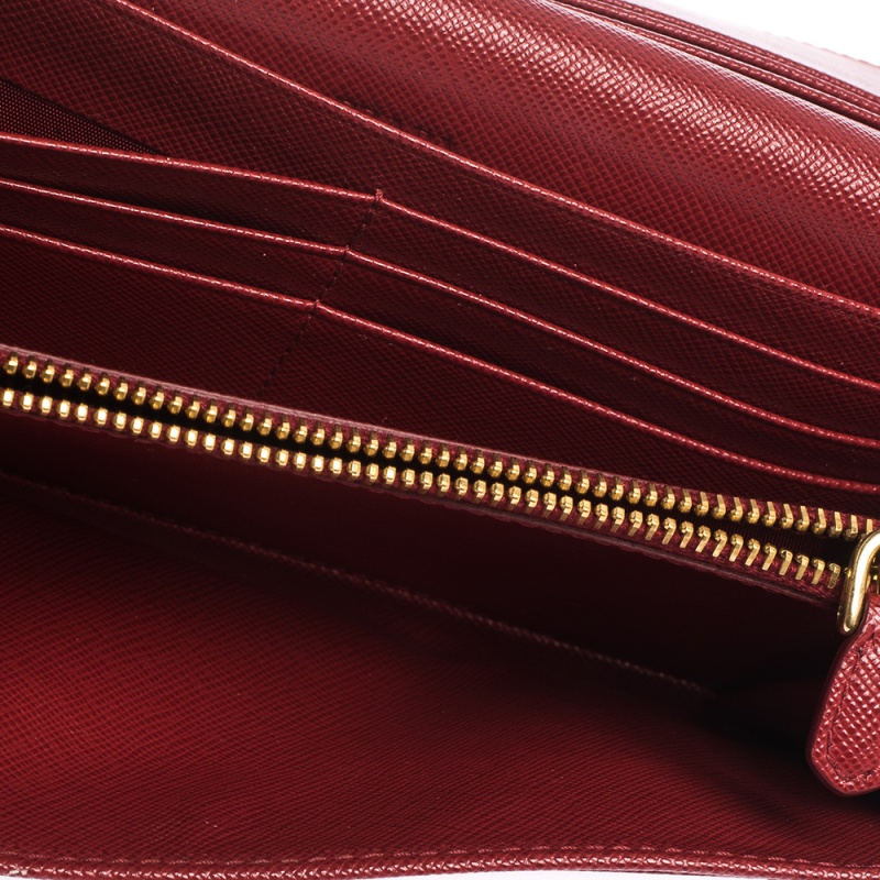 

Prada Red Saffiano Lux Leather Continental Wallet