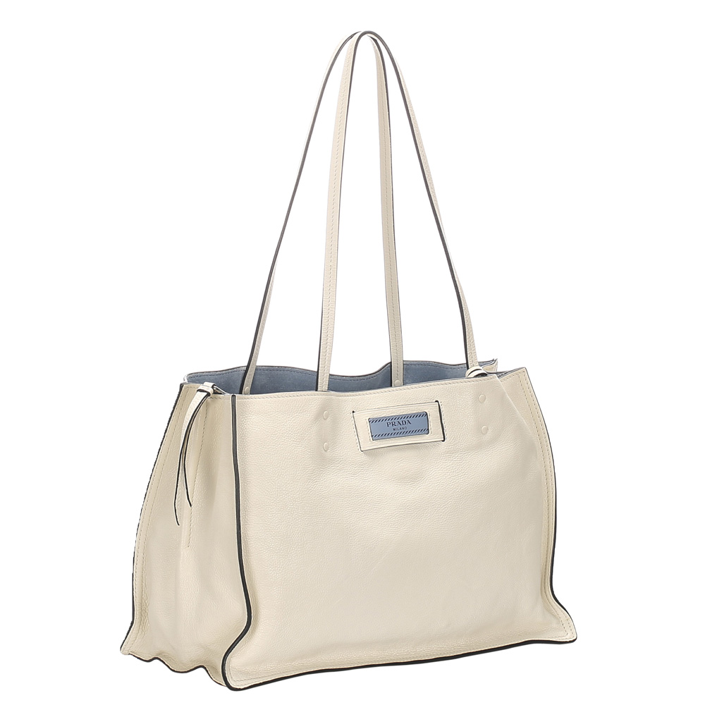 

Prada White Leather Etiquette Tote Bag