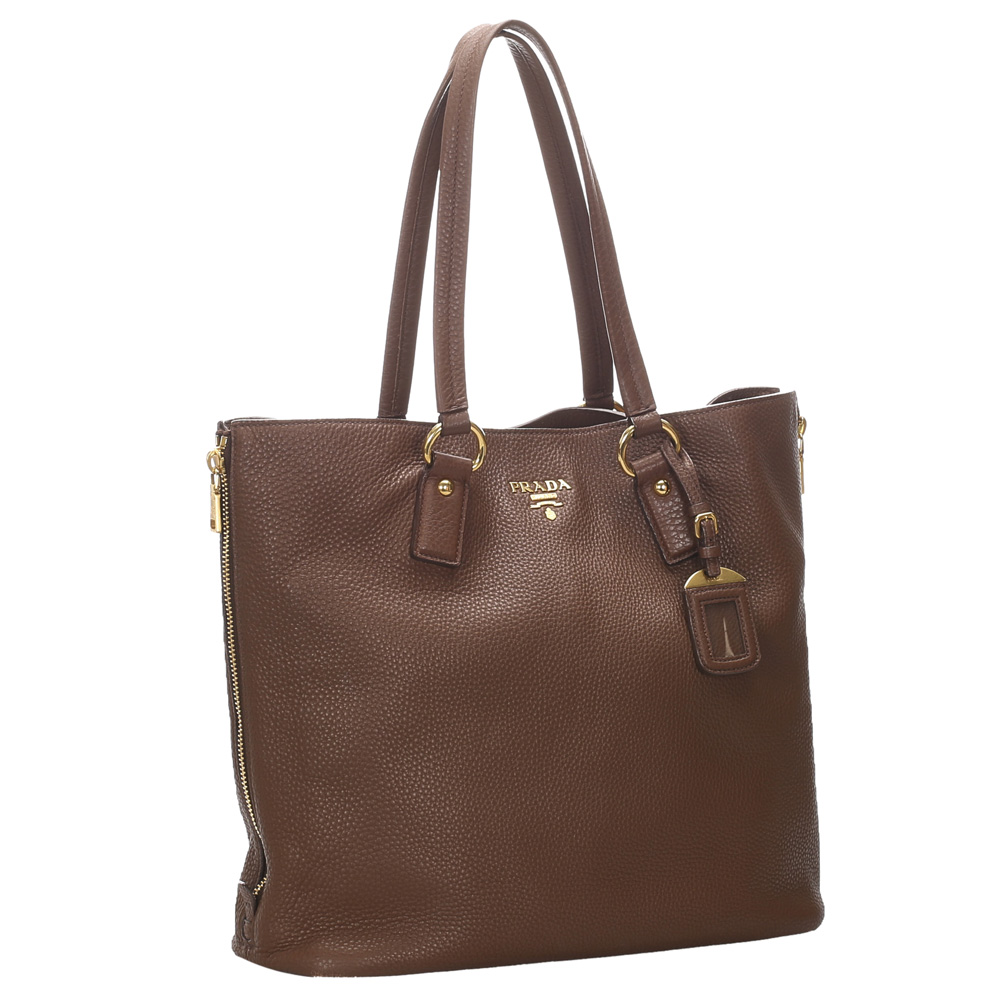 

Prada Brown Vitello Daino Leather Tote Bag