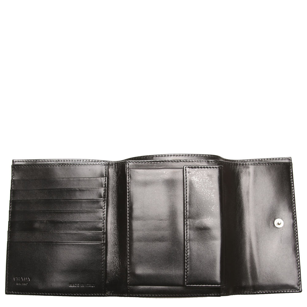 

Prada Black Canvas Trifold Small Wallet