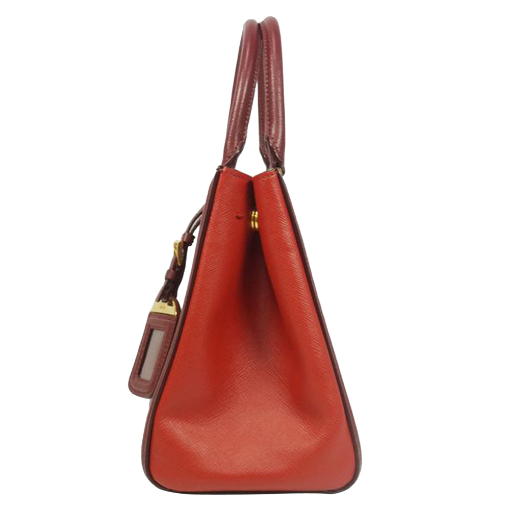 

Prada Red Saffiano Lux Leather Satchel Bag