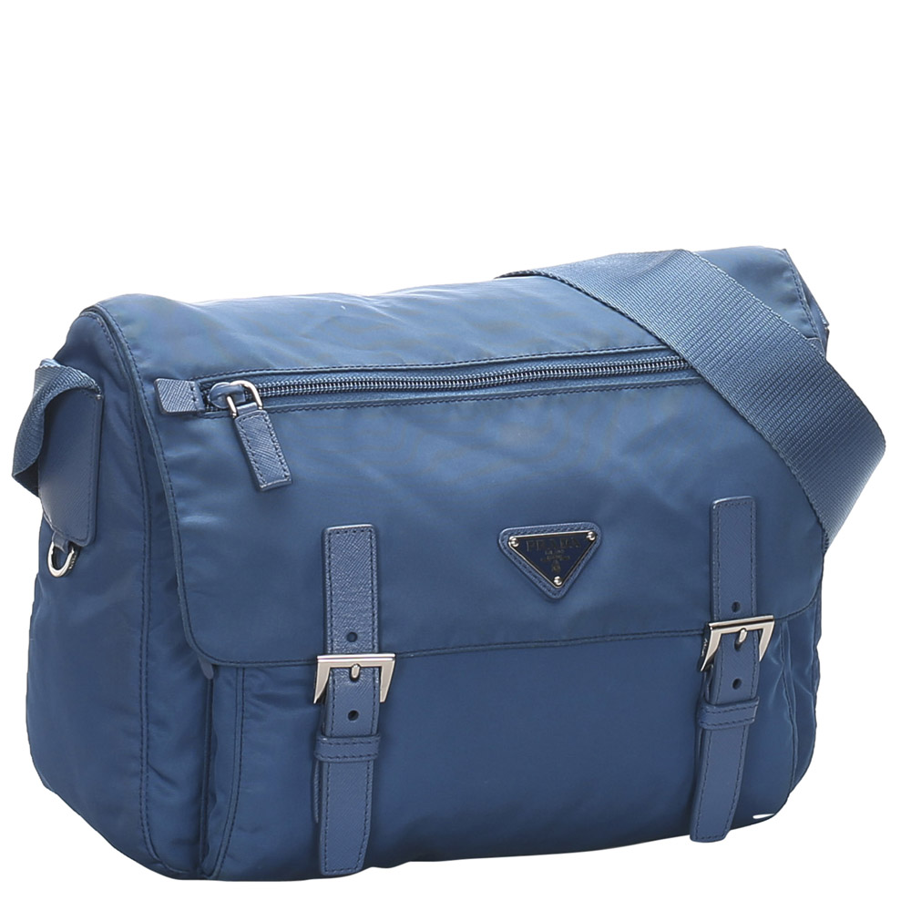 

Prada Blue Tessuto Nylon Messenger Bag
