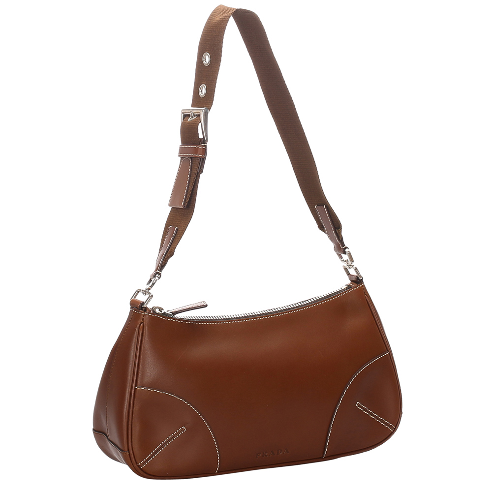 

Prada Brown/Dark Brown Leather Baguette Bag