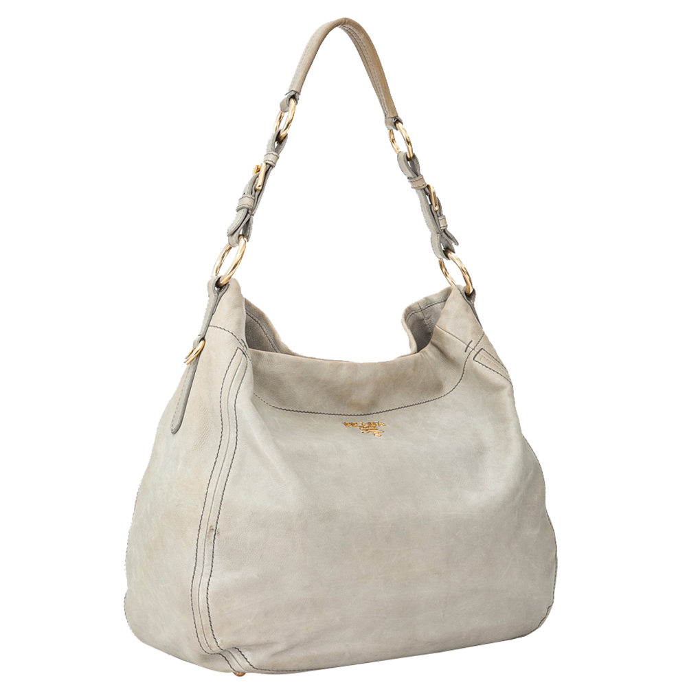 

Prada Grey Leather Glace Shoulder Bag