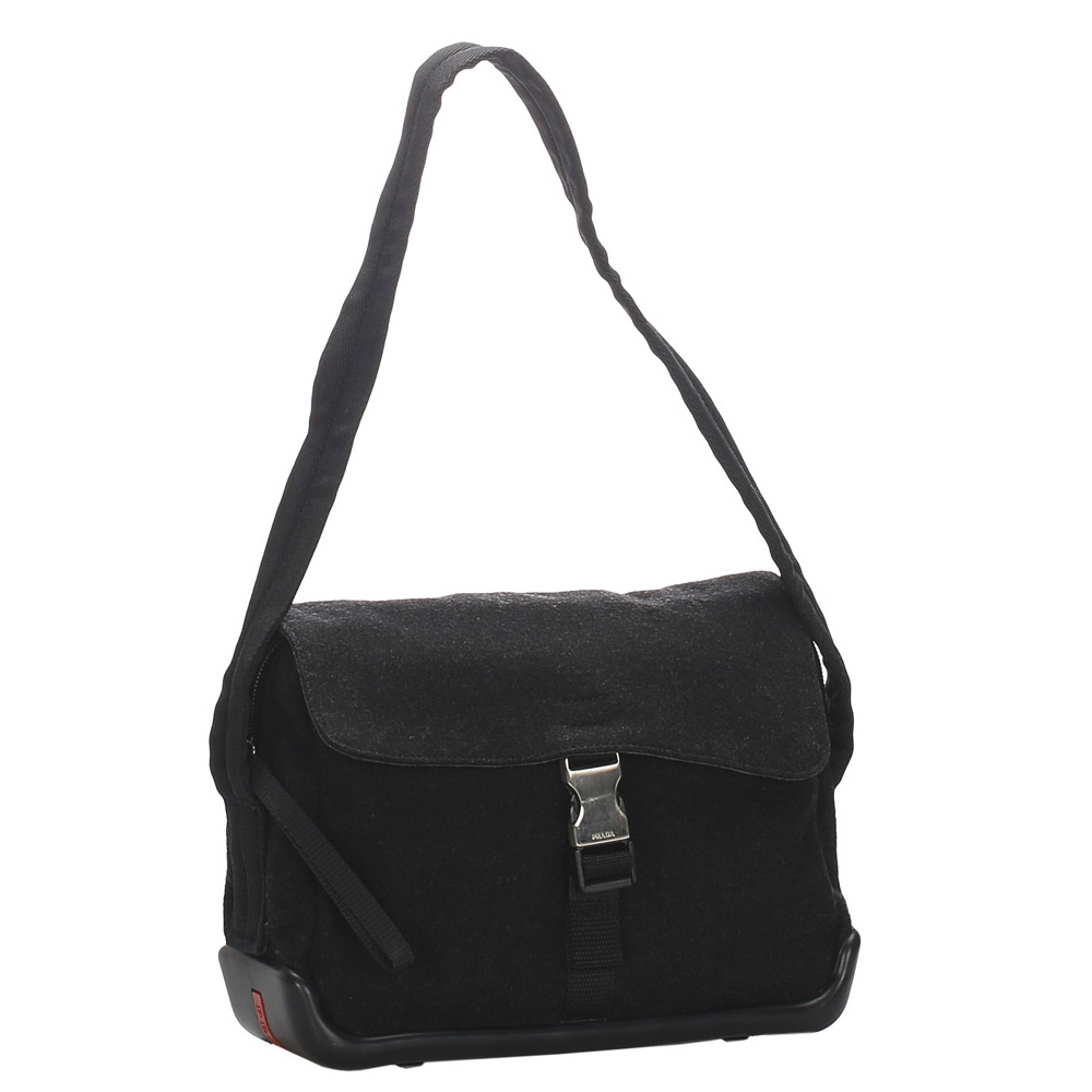

Prada Dark Gray/Black Wool Shoulder Bag