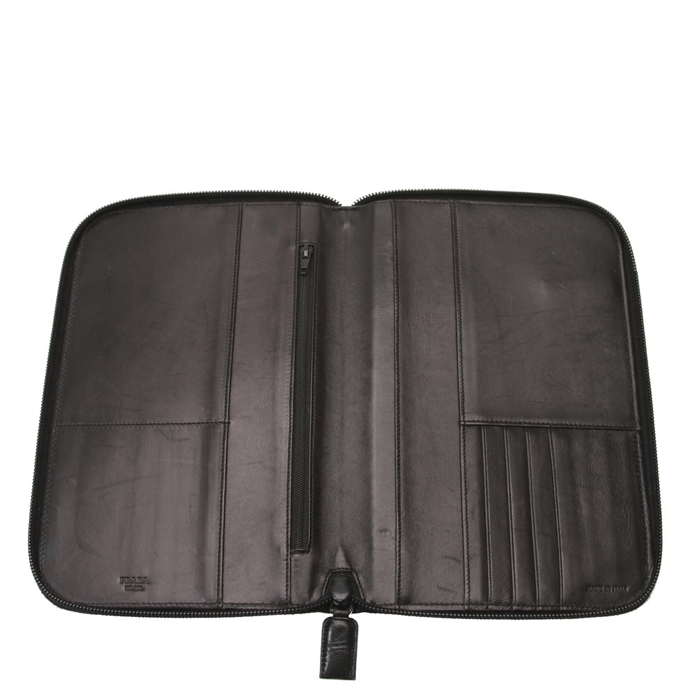 

Prada Black Leather Organizer Wallet