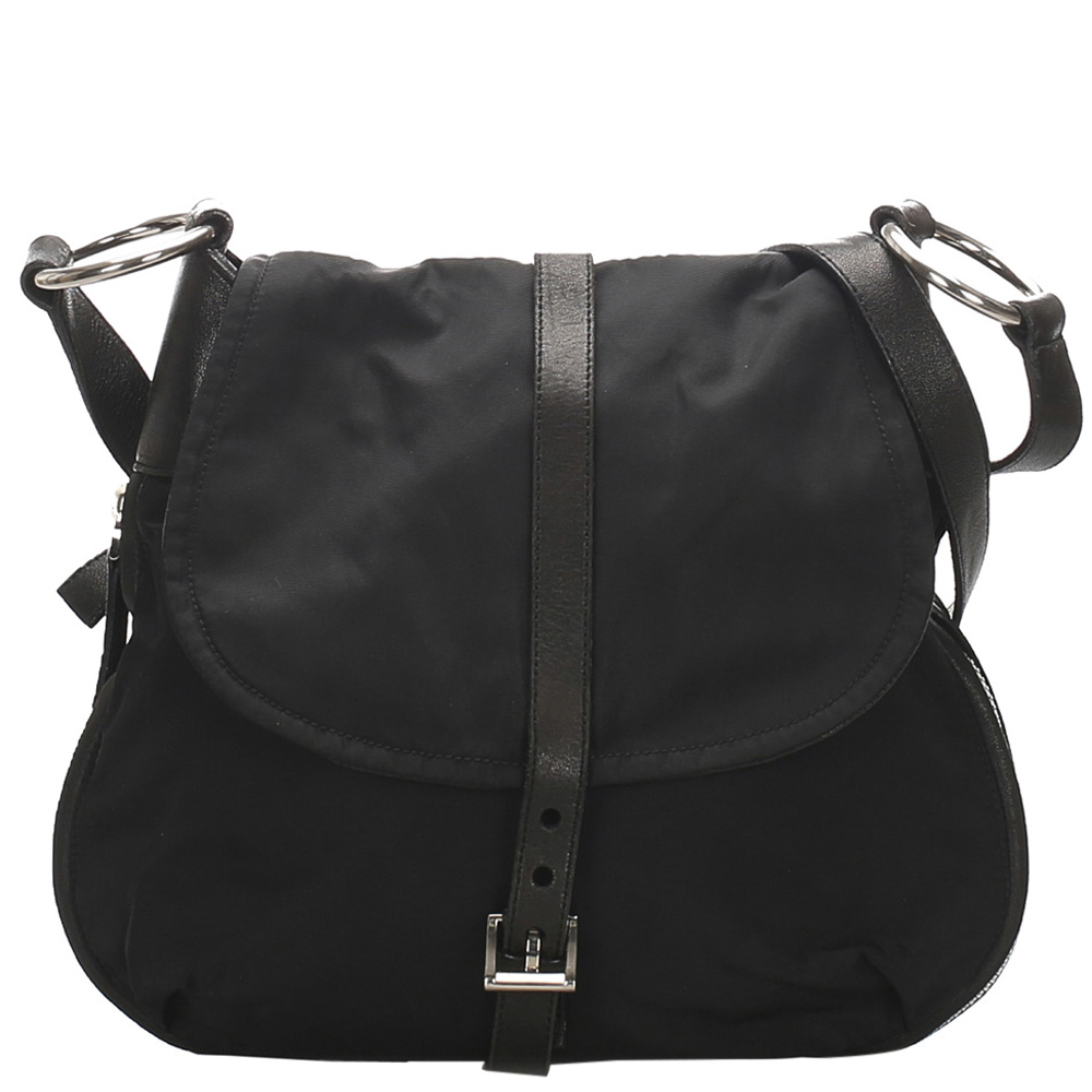 Pre Owned Prada Black Tessuto Nylon Crossbody Bag