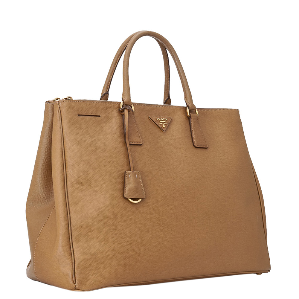 

Prada Brown/Beige Saffiano Leather Galleria Satchel Bag