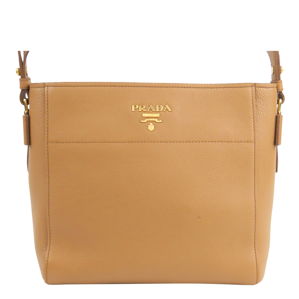 Pre Owned Prada Brown Leather Vitello Daino Crossbody Bag