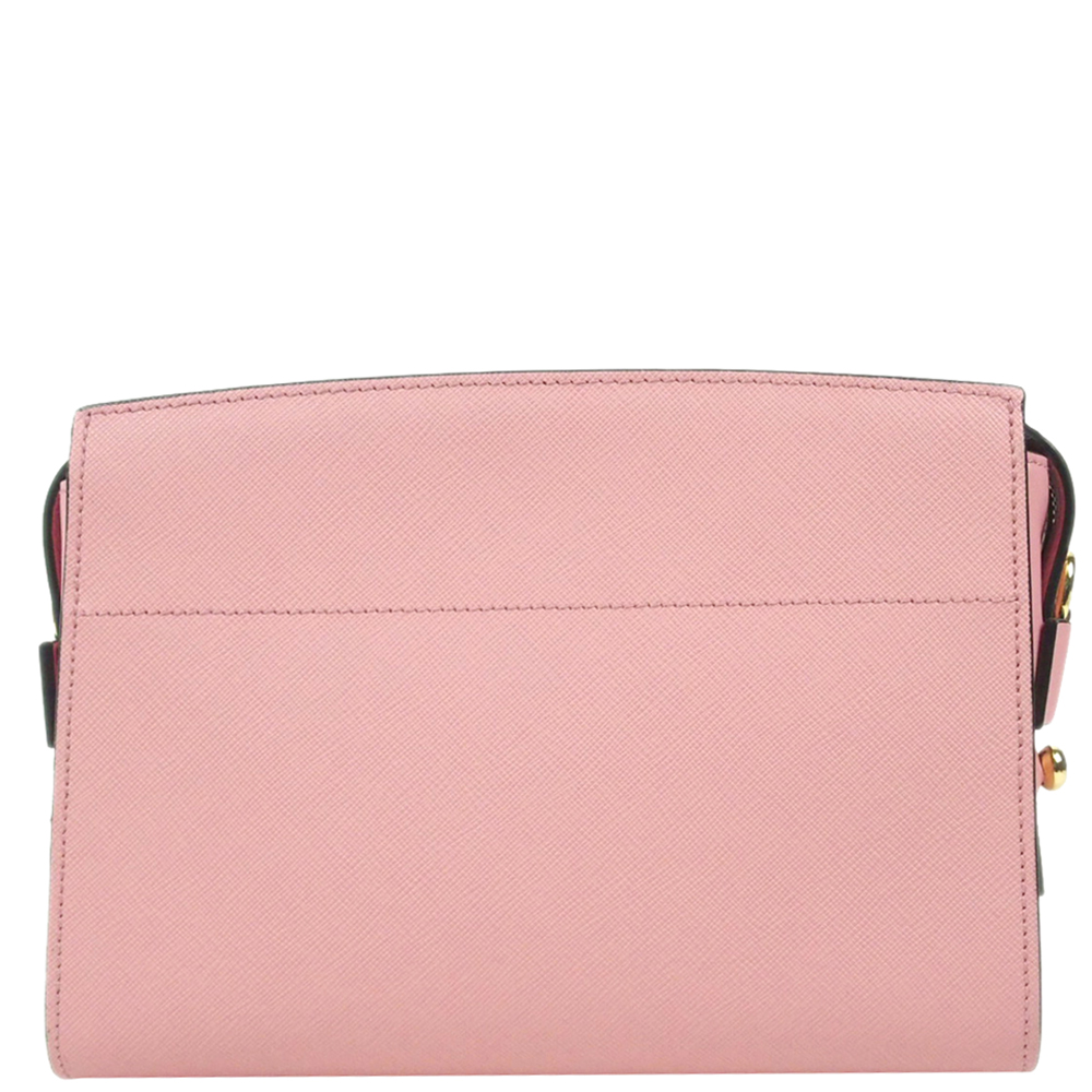 

Prada Pink Saffiano Leather Esplanade Crossbody Bag