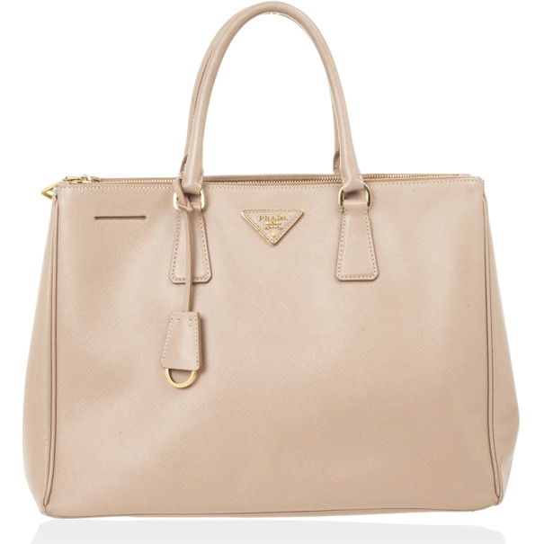 مملوكة مسبقًا Prada Light Pink Saffiano Lux Double Zip Tote 