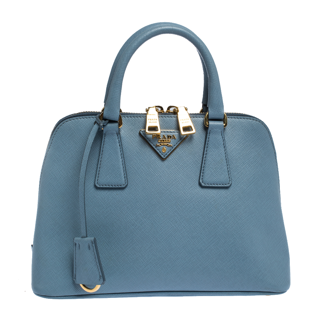 Prada Blue Saffiano Lux Leather Small Promenade Satchel Prada | TLC