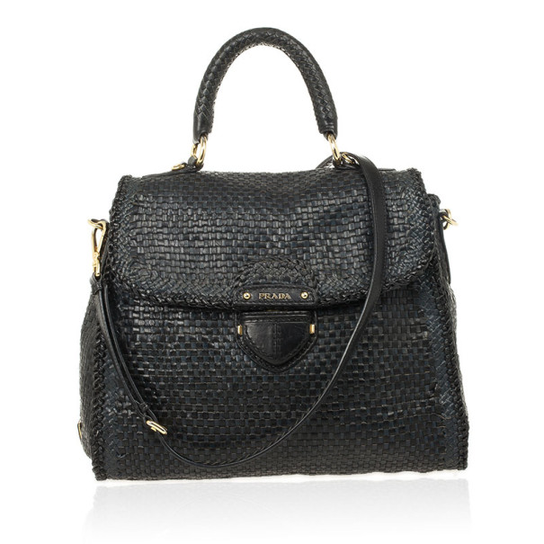 مملوكة مسبقًا Prada Limited Edition Madras Woven Flap Top Satchel