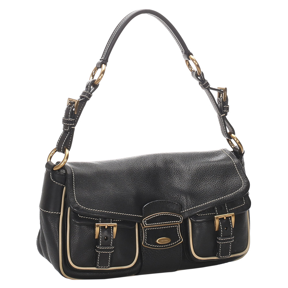 

Prada Black Leather Shoulder Bag