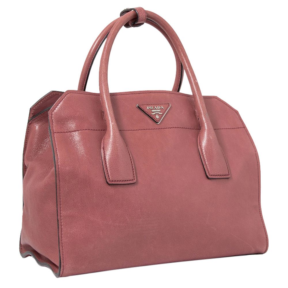 

Prada Pink Leather Glace Calf Shopping Satchel Bag