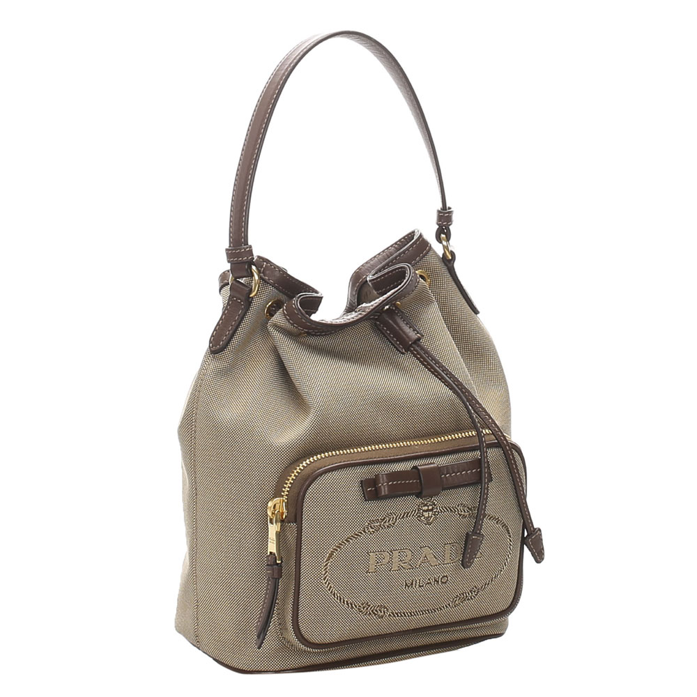 

Prada Brown Canapa Canvas Shoulder Bag