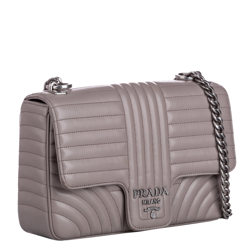 

Prada Brown Leather Large Diagramme Shoulder Bag, Beige