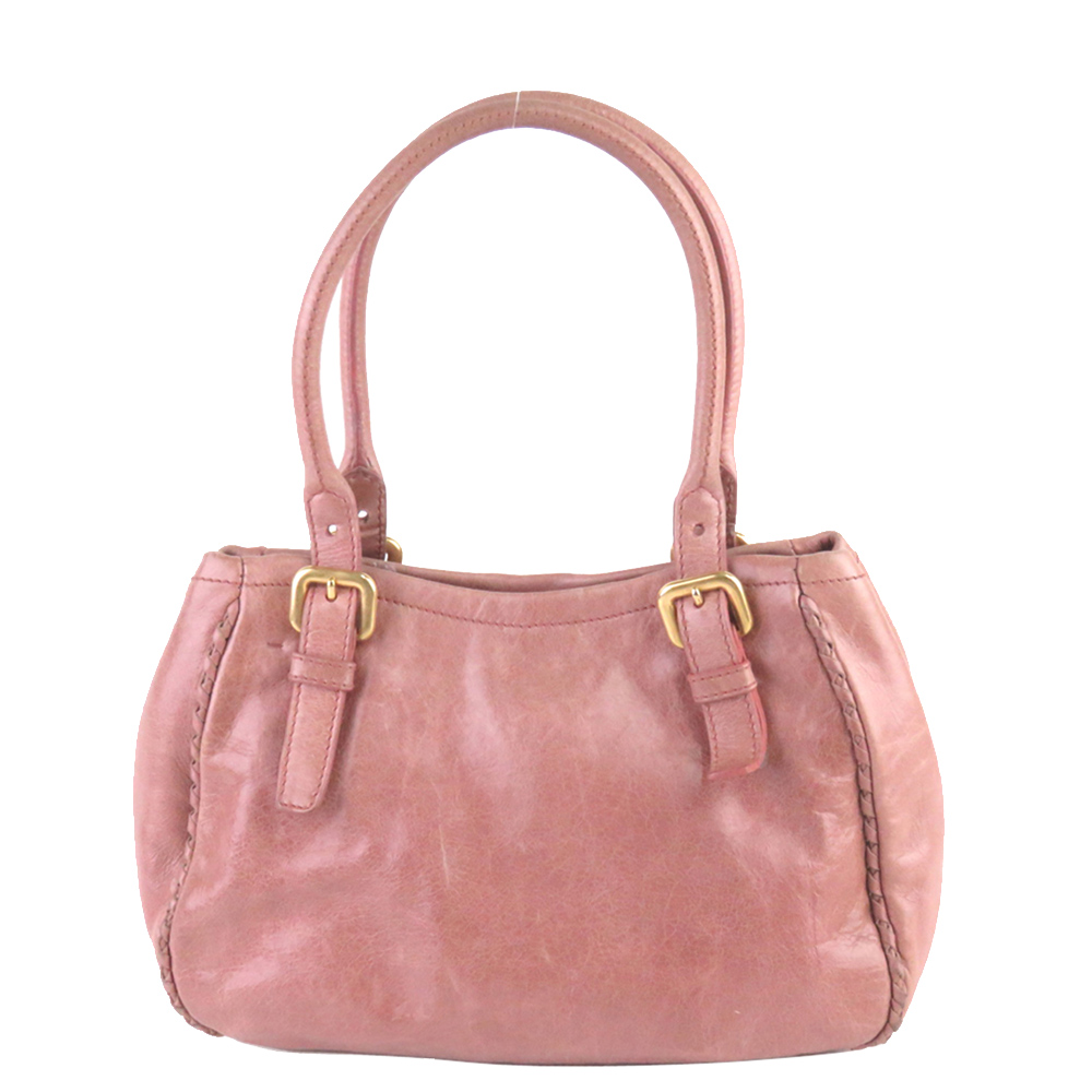 

Prada Pink Leather Vitello Shine Satchel Bag