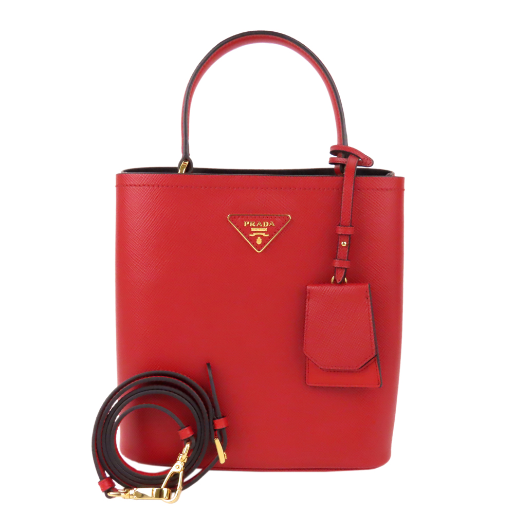 prada red bucket bag