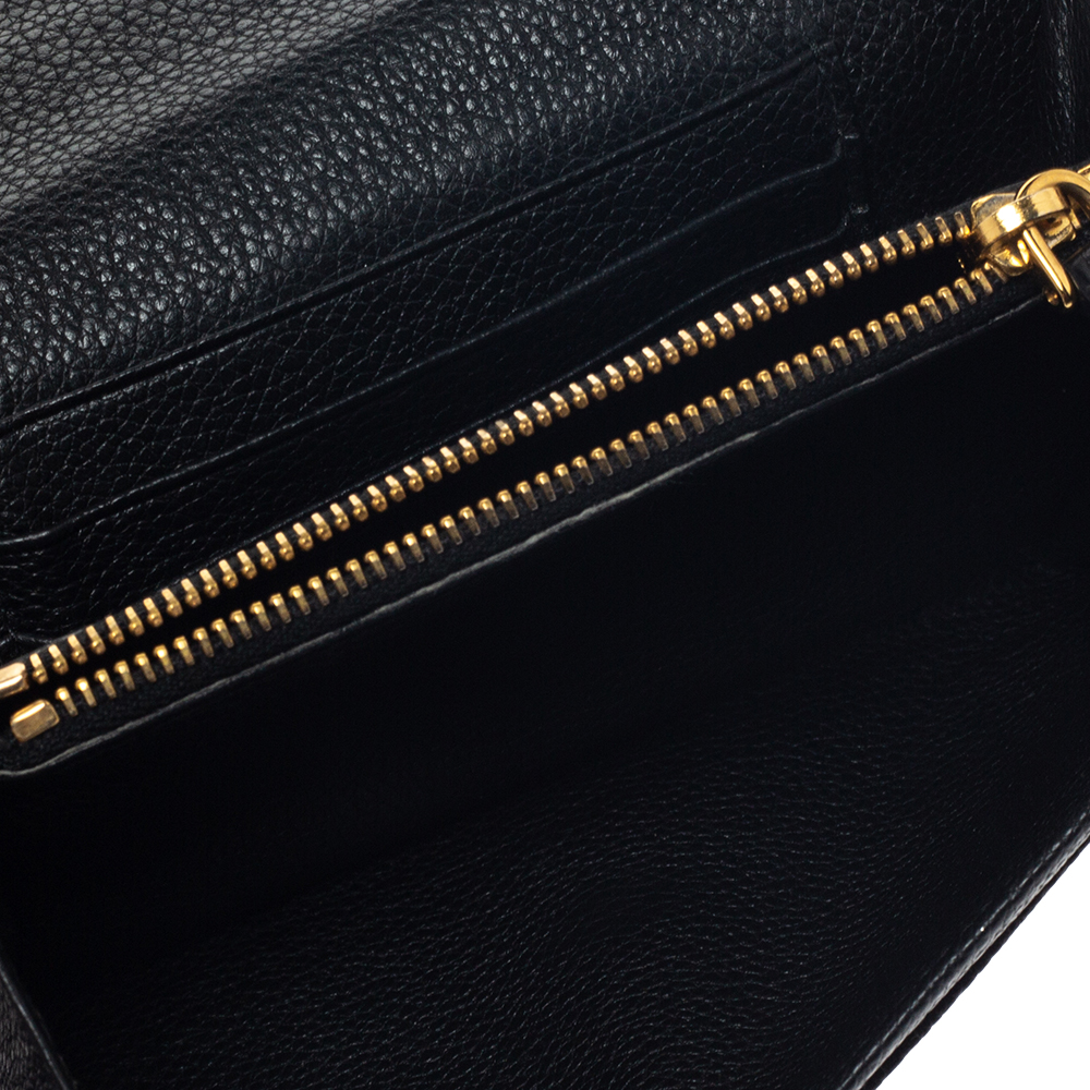

Prada Black Soft Leather Flap Wallet