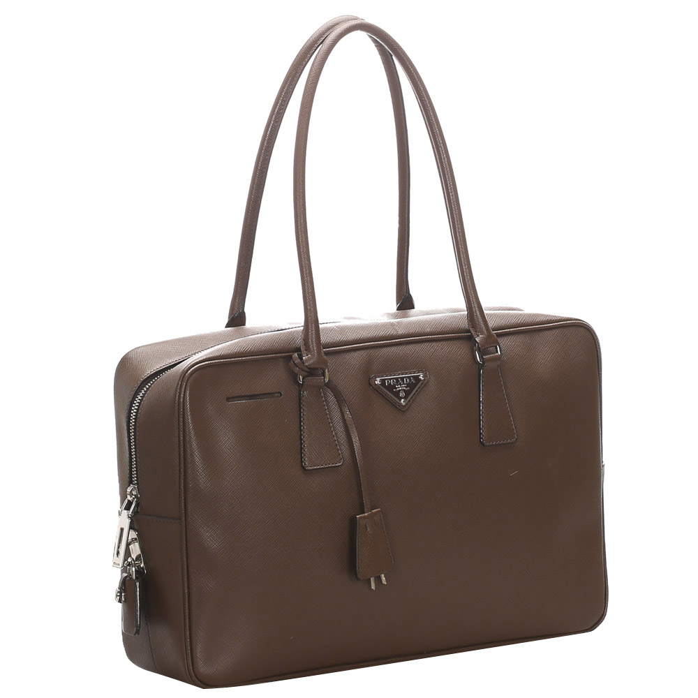 

Prada Brown Saffiano Leather Bauletto Bag