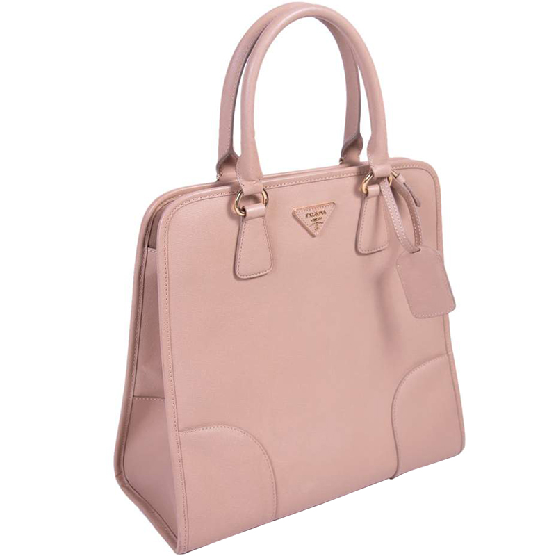

Prada Light Pink Saffiano Lux Leather Satchel Bag