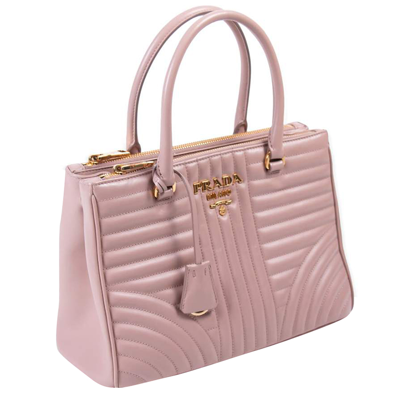 

Prada Nude Quilted Soft Leather Diagramme Bag, Pink