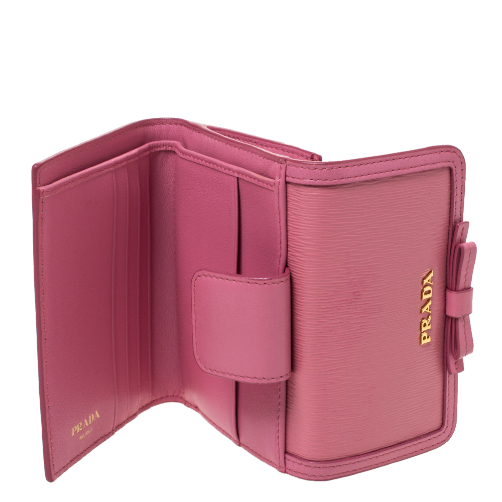 

Prada Pink Leather Bow Trifold Wallet